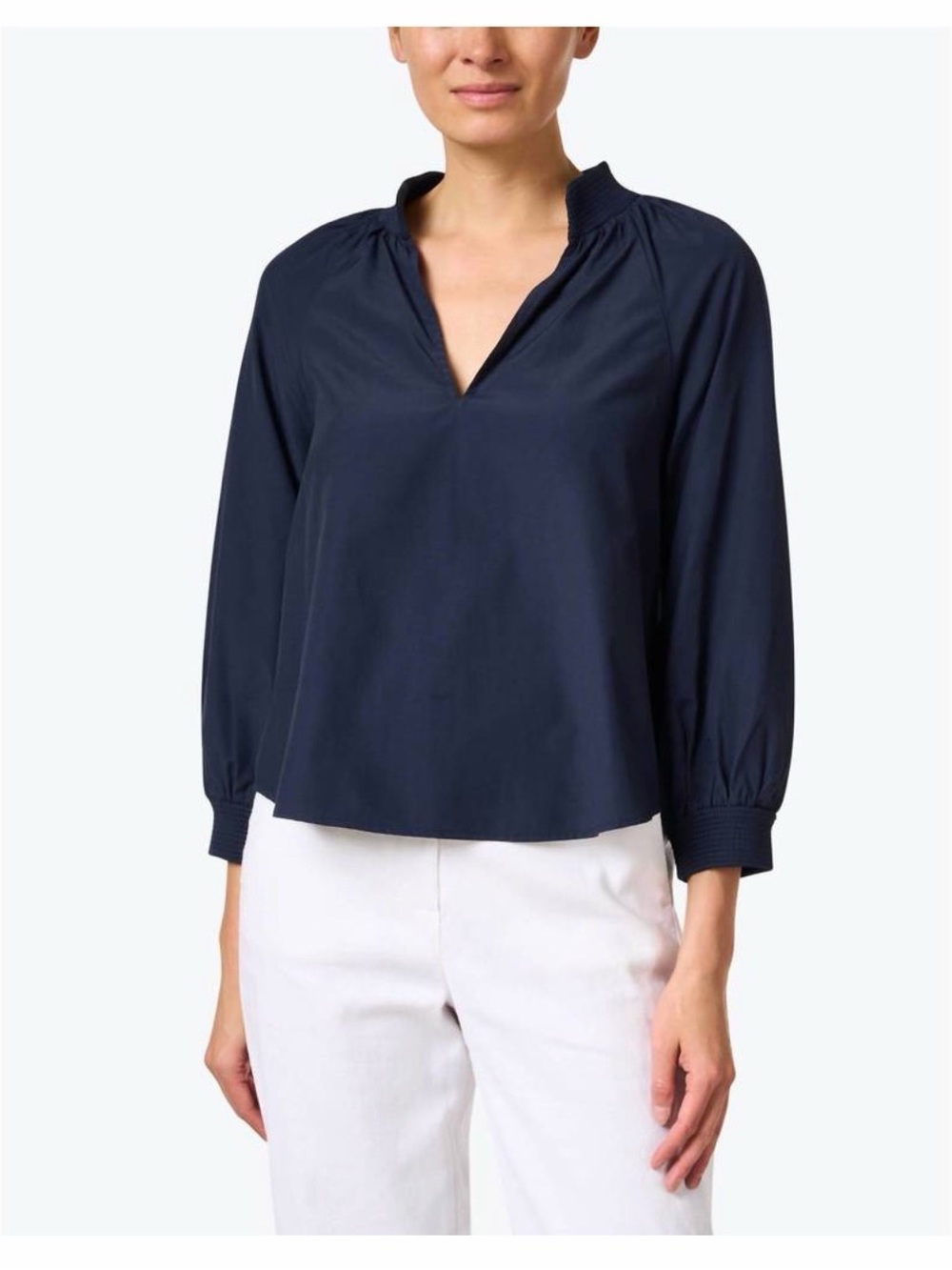 NEVER WORN Brochu Walker Navy  Amaia Blouse  Long-Sleeve V-Neck Blouse